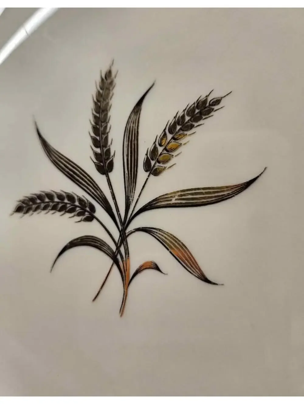 Vintage 1950 Embassy USA Wheat Dinner Plates Set 4 Gold Black Vitrified China